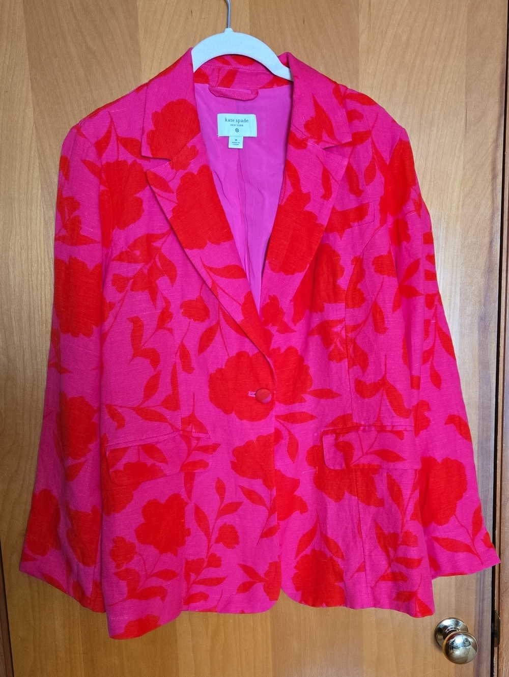 Like New Never Worn Kate Spade x Target Pink and Red Linen Blend Jacket, Size M